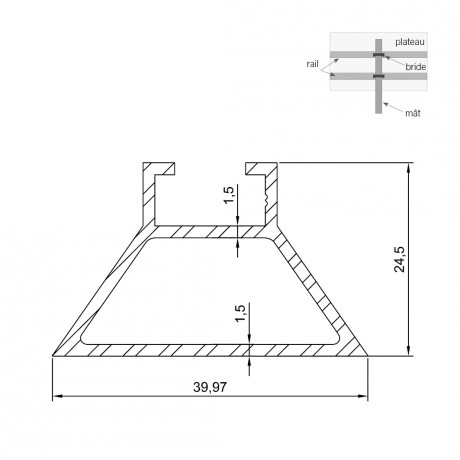 RÉF M1/1-25 | LONGUEUR DE 1500 OU 3000 MM - LARGEUR 40 MM / HAUTEUR 25 MM